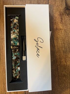 Solace Resin Apple Watch Band in Teal Brown Marble